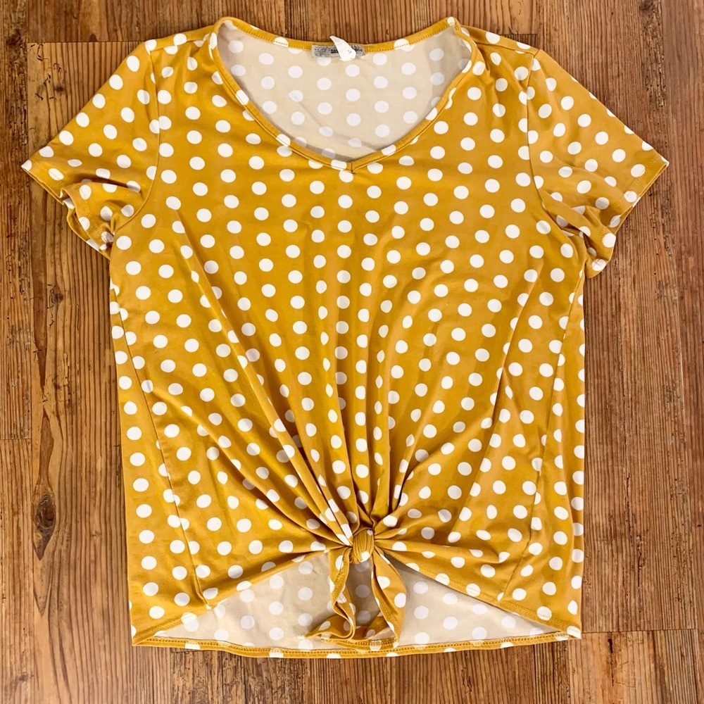 Yellow Polka Dot Top with Tie